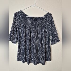 Women's Navy Blue Patterned Top